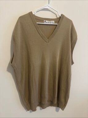 Relaxed V-Neck Knit Vest - Taupe